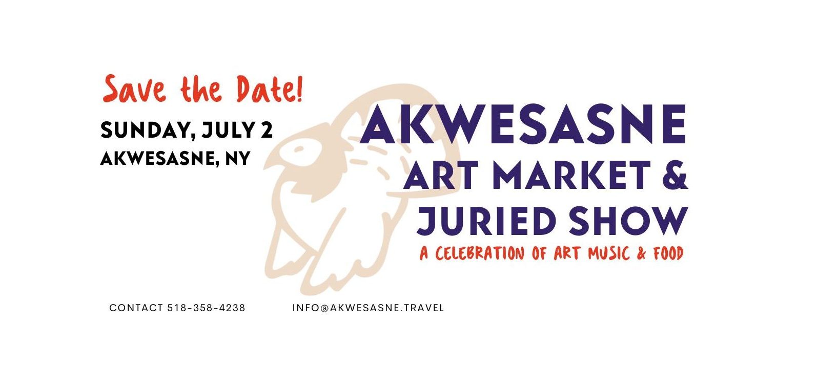 Join us for our 2nd Annual Akwesasne Art Market & Juried Show! More information coming soon.